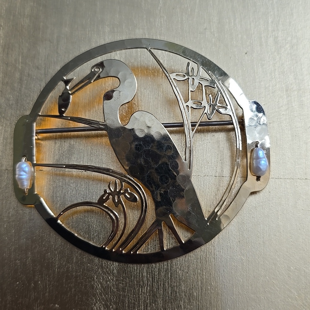 Wild Bird Golden Hummingbird Circle Brooch